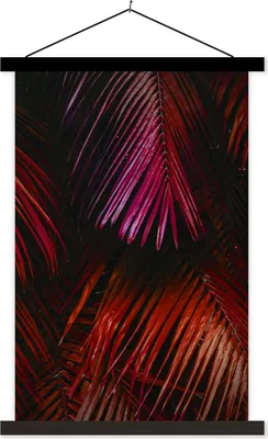 Produktbild von MuchoWow® Textilposter Dschungel - Rot - Blätter 40x60 cm mit schwarzem Rahmen - Wanddekorationen