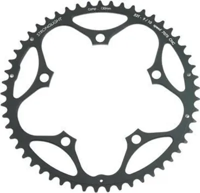 Image de Plateau de pédalier Stronglight 7075T6 noir 130 mm, 53 dents.