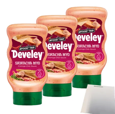 Produktbild von Develey Foodtrip-Sauce Sriracha Mayo 3er Pack (3x300ml Flasche) + usy Block