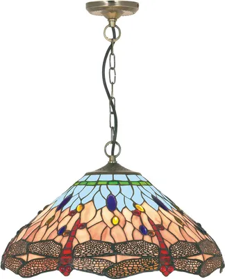 Produktbild von Tiffany Libellula Aufhängung Metall Messing Glas 1 Licht E27