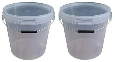 Produktbild von SILPLAST Eimer mit Deckel 25L x 2 Kunststoffeimer 25 Liter lebensmittelecht stapelbar Plastikeimer leer Transparent