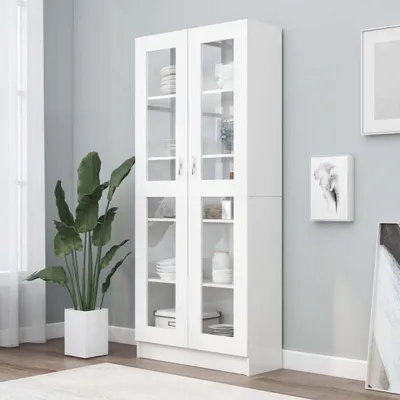 Immagine prodotto di vidaXL Vetrina bianca 82,5x30,5x185,5 cm Materiale a base di legno - Vetrina - Vetrine - Libreria - Librerie