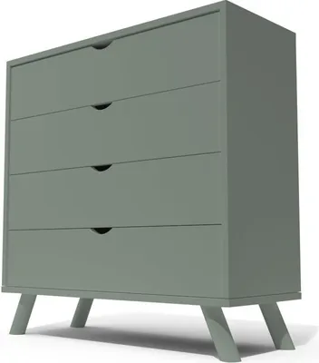 Produktbild von Skandinavische Kommode Viking mit 4 Schubladen aus Massivholz - Grau