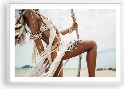 Produktbild von Gerahmtes Poster - Weißer Rahmen - Frau Freiheit Exotik - 70x50 cm - Wand Bild - Wanddeko - Wandbilder - Kunstposter - Wandposter - Bilderrahmen - Bilder - Kunstdruck - P2WAA70x50-4942