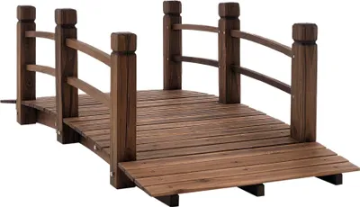 Image de Outsunny Pont de Jardin - Pont de Bassin - passerelle en Bois - Décoration du Jardin dim. 152,5L x 67l x 48H cm - Bois de Sapin traité carbonisation