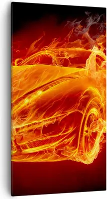 Produktbild von Bild auf Leinwand - Leinwandbild - Auto Flammen Räder - 55x100cm - Wand Bild - Wanddeko - Leinwanddruck - Bilder - Kunstdruck - Wanddekoration - Leinwand bilder - Wandkunst - PA55x100-0199