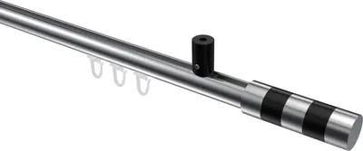 Produktbild von Interdeco Innenlaufstange / Gardinenstange mit Innenlauf Chrom / Schwarz, Typ Sonius Mavell (Zylinder Bicolor) Deckenmontage, 20 mm Ø 1-läufig, 140 cm