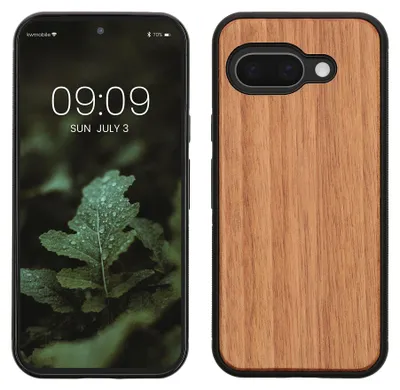 Immagine prodotto di Custodia per cellulare kwmobile per Google Pixel 9a in legno - Custodia con bordo in TPU - Custodia rigida antiurto - Custodia protettiva in colore naturale