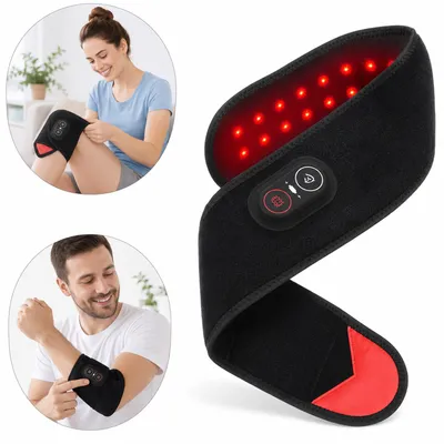 Produktbild von Kabelloses Heizkissen Nacken, elektrisches Wärmegerät mit Rotlicht und Vibration, 3 Temperaturstufen für Schulter Nacken Entspannung Zuhause