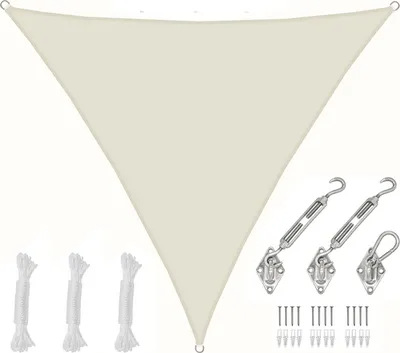 Immagine prodotto di tenda impermeabile 4x4x4 triangolare - Set di vele di protezione solare con fissaggio
