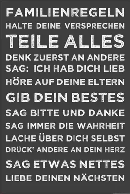 Produktbild von Familienregeln - Motivational Kunstdruck - Poster Druck - Größe cm