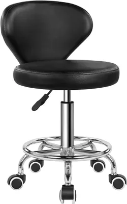 Imagen del producto de Silla giratoria con respaldo bajo, tapizada en cuero sintético (PU), con ajuste de altura, reposapiés y color , ideal para oficina