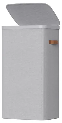 Produktbild von Wäschekorb 100 L mit Deckel und Griffen | Grau | 32x42x75 cm