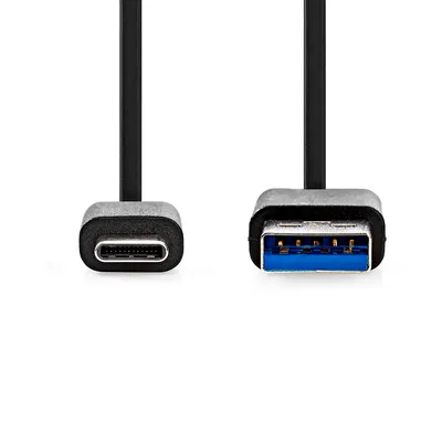 Produktbild von Nedis USB-Kabel - USB 3.2 Gen 1 - USB-A Stecker - USB-C Stecker - 60 W - 5 Gbps - Vernickelt - 1.00 m - Rund - PVC - Schwarz - Box
