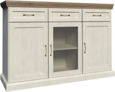 Image de Commode avec tiroirs Portes battantes Commodem Sideboard verre Armoire Poignées métalliques