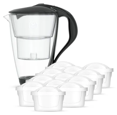 Zdjęcie produktu dla Dafi Szklany dzbanek filtrujący CRYSTAL LED czarny 12 wkładów Unimax