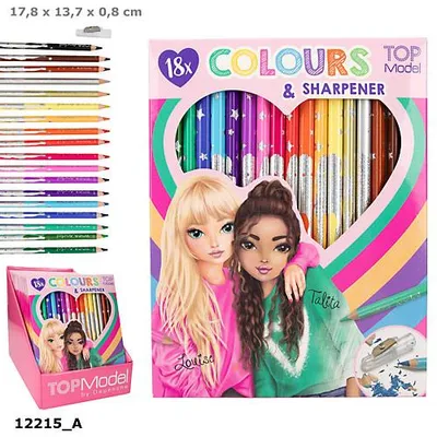 Obrázek produktu pro Pastelky Top Model s ořezávátkem, 18 barev, 12215A