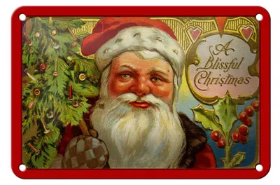 Produktbild von Blechschild Weihnachten Santa Claus Tannenbaum 18x12cm Dekoration