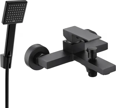 Produktbild von Mexen Uno R45 Wannenbatterie mit Brausegarnitur, Schwarz - 7143R45-70