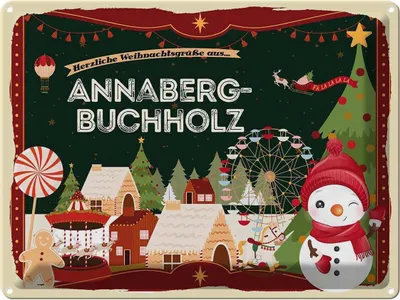 Produktbild von vianmo Blechschild 30x40 cm Weihnachtsgrüße aus Annaberg-Buchholz Weihnachten