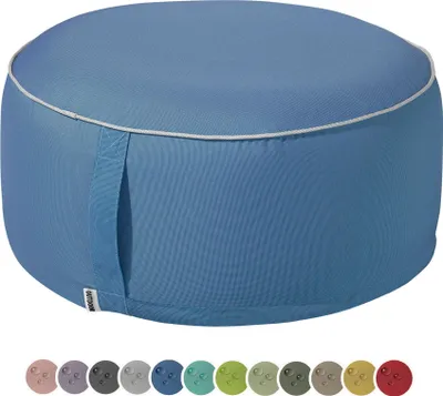 Produktbild von heimtexland Outdoor Pouf Sitzkissen wetterfest Garten Bodenkissen ausblasbar Fußhocker Yoga Lounge Hocker Tisch Party Deko Sitzsack 25x55 Typ551 Blau