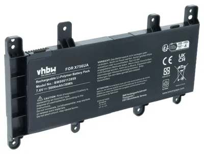 Produktbild von vhbw Akku kompatibel mit Asus R753UW-T4043T, R753UW-T4062T, R753UW-T4079T, R753UW-T4080T, R753UX, R753UX-T4024T Notebook (5000 mAh, 7,6 V, Li-Polymer)