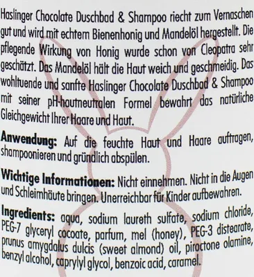 Produktbild von Haslinger 2952 - Chocolate Duschbad & Shampoo mit Honig & Mandelöl 200 ml
