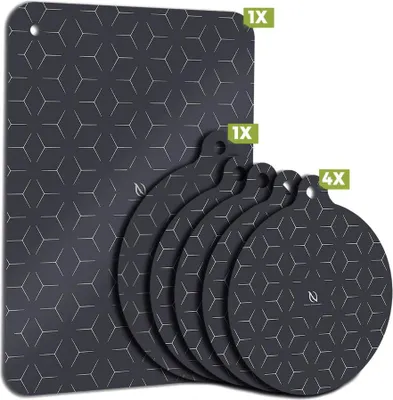 Image de HI NATURE™ Lot de 6 Tapis de Protection pour Plaque à Induction I Protection à Induction I Tapis à Induction, Couvercle de cuisinière 6 pièces | Noir
