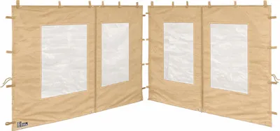 Produktbild von 2 Seitenteile aus Polyester mit klarsicht Fenster 300x195cm für Pavillon 3x3m Seitenwand Beige wasserdicht