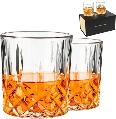 Produktbild von Whisky Gläser, 300ml Whiskey Gläser, Old Fashioned Rumgläser Whiskey Glas 2er Set, Whisky Geschenkset für Männer, Papa, Tumbler Glas für Scotch, Cocktail