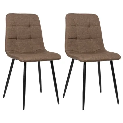 Produktbild von CLP 2er Set Esszimmerstuhl Tilde gepolstert mit Rückenlehne bis 150 kg belastbar braun Material Stoff
