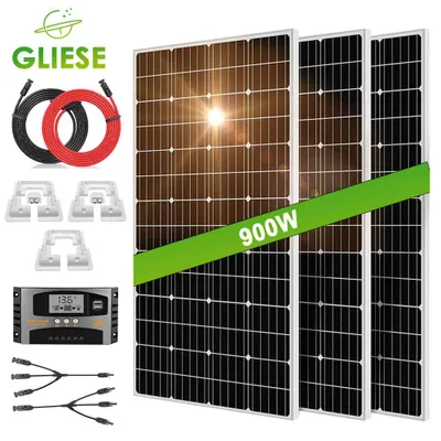Produktbild von 900W Wohnmobil Set Solaranlage Komplettpaket Solarmodul +Montage RV PV Halterung