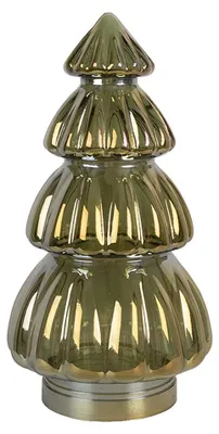 Image de Clayre & Eef Figurine de décoration de Noël Sapin de Noël Ø 15x27 cm Vert Verre