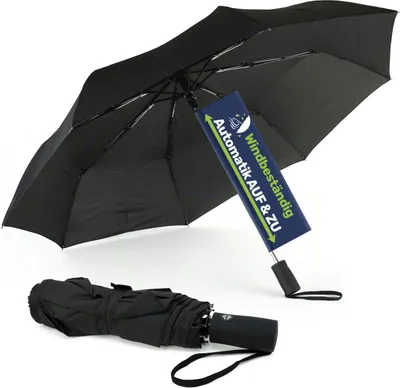 Produktbild von Regenschirm Sturmfest Windsicherer Taschenschirm 97 cm Herren Damen in Schwarz