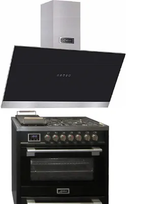 Produktbild von Kaiser HGE 93505 S Gas Elektro Standherd 90 cm + Dunstabzugshaube AT 9440 ECO 90 cm