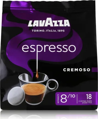 A bag of Lavazza Espresso Cremoso coffee pods.