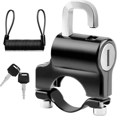 Obrázek produktu pro Přenosný mini zámek na helmu proti krádeži bezpečnostní zámek celokovový se 2 klíči pro řídítka 22-24 mm jízdní kolo motocykl elektrický skútr
