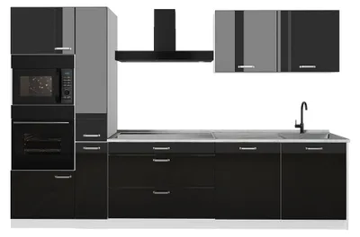 Obrázok produktu pre Kuchynka Vicco R-Line Čierny vysoký lesk/biely 310 cm bez pracovnej dosky, Model 66460