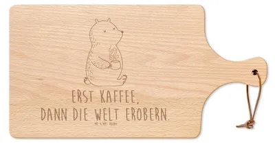 Produktbild von Mr. & Mrs. Panda Hackbrett Bär Kaffee - Transparent - Geschenk, Frühstücksbrettchen, Bären, Coffee, Käsebrett, Guten Morgen, Holzbrett, schneidebrett buche, Brettchen