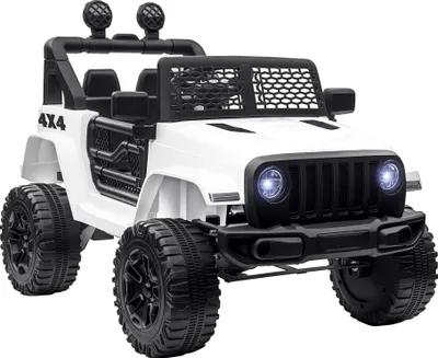 Image de HOMCOM Voiture électrique Enfant Propulsion arrière 12 V 5 Km/h Max. télécommande Incluse Effets Lumineux sonores dim. 100L x 65l x 72H cm Blanc