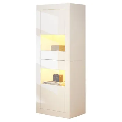 Produktbild von Vitrine mit LED-Beleuchtung,Glasboden,freistehende Vitrine, Hochschrank, Lagerschrank 61*42*162 cm