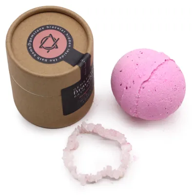 Productafbeelding van Badebom met armband van rozenkwarts kristallen