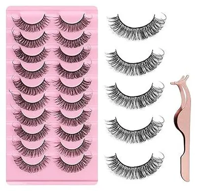 Zdjęcie produktu dla Sztuczne Rzęsy 3D D Curl Naturalne Puszyste Lekkie 10 par Makijaż