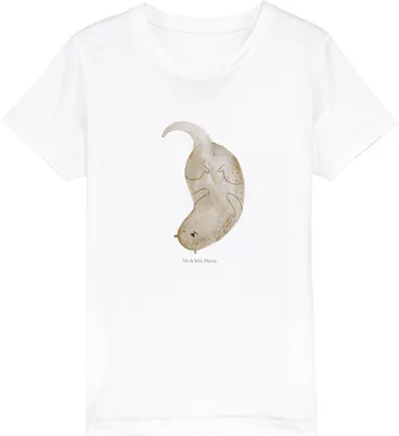 Produktbild von Mr. & Mrs. Panda Kleinkinder T-Shirt Otter Kopfüber 9-11 Jahre (134/146) - Weiß - Geschenk, Niedlich, Öko Kinder, Süß, Bio, Baumwollshirt, Seeotter, See, Kindershirt