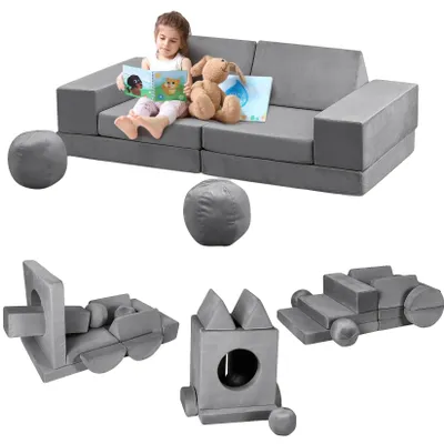 Produktbild von Kinder Spielcouch, Modulares Design, Weiche Schaumstoffkonstruktion, Grau