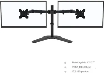 Immagine prodotto di Supporto mobile per due monitor, supporta schermi LCD LED da 13-27 pollici, supporto TV ruotabile a 360°