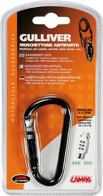 Produktbild von Karabiner Lampa Gulliver Diebstahlsicherung schwarz