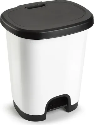 Produktbild von Plasticforte Treteimer - weis/schwarz - 27 Liter - 38 x 32 x 45 cm