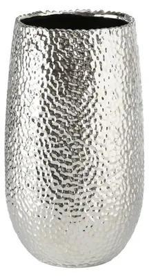 Produktbild von Vase/Blumenvase gehammert - silber - 31 cm - Keramik