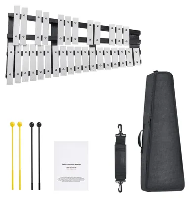Immagine prodotto di SucceBuy Set glockenspiel-xilofono con 30 note, strumento a percussione con bacchette, bacchette per tamburo e borsa per il trasporto, set versatile per studenti e adulti